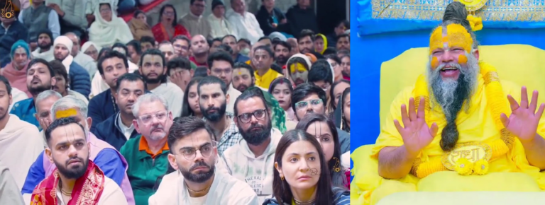 गले में तुलसी माला पहने संत प्रेमानंद की शरण में पहुंचे विराट और अनुष्का